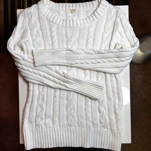 J CREW White Cable Knit Sweater